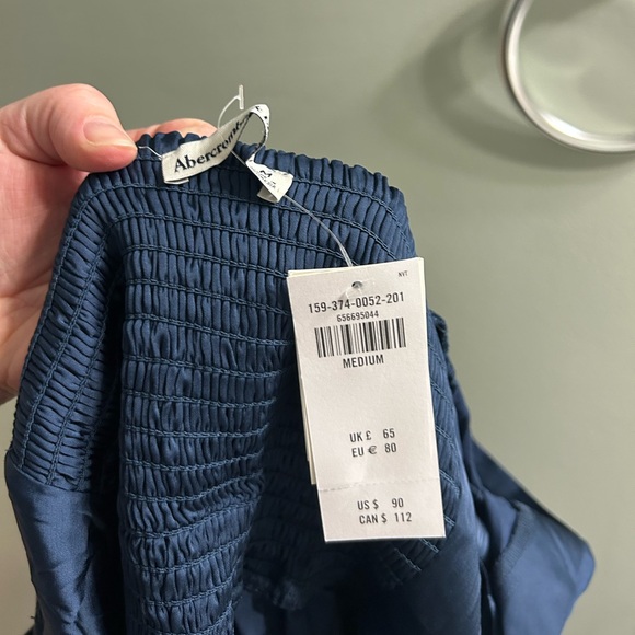 NWT Emerson Satin Long-sleeve Mini Dress in navy - Picture 5 of 10